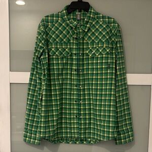 Stio Green Plaid Snap-Front Button Shirt
